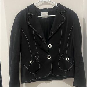 Women's Black Blazer with White Stitching